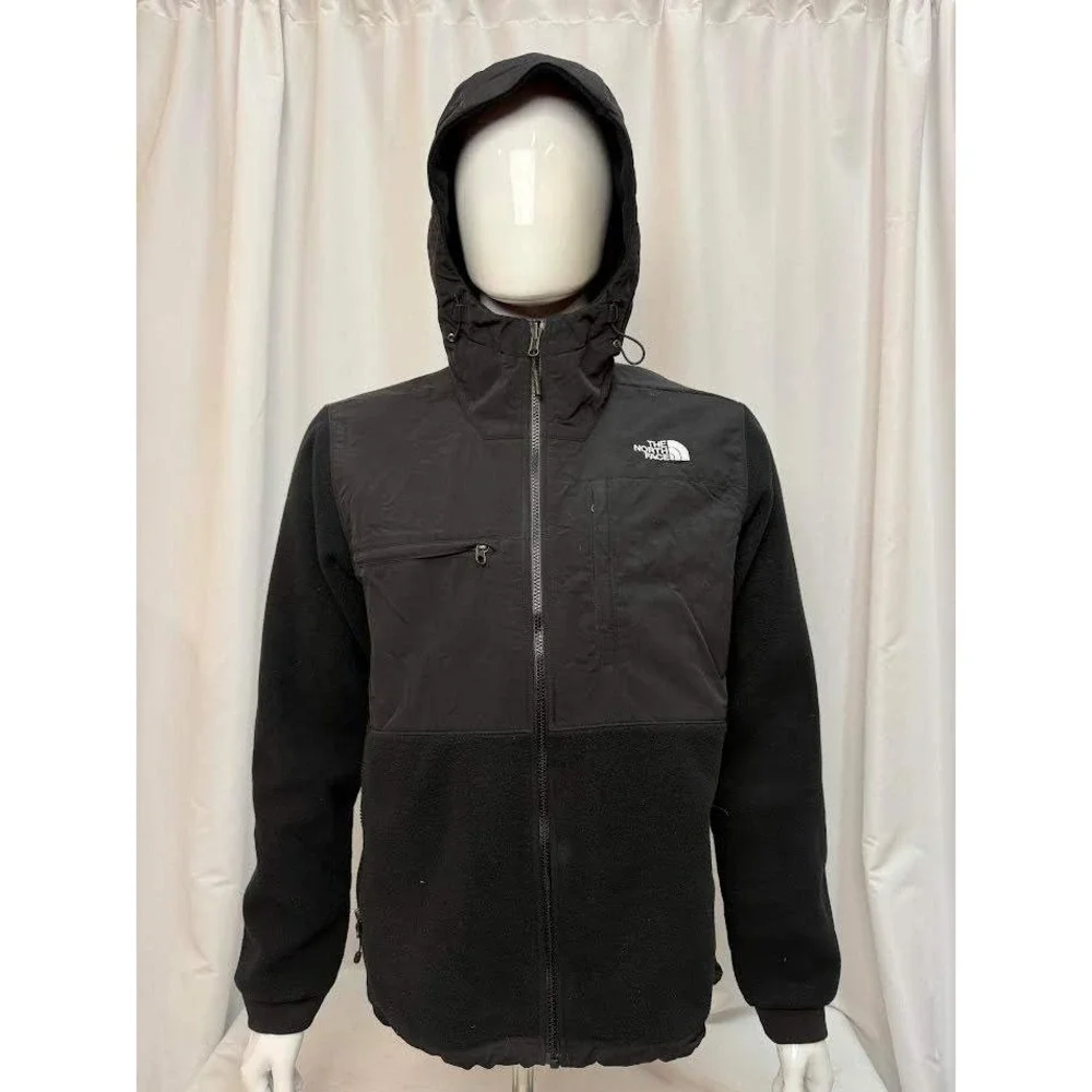 The North Face Denali 2 Hoodie Mens Medium TNF Black Fleece Full Zip‎ Jacket NEW